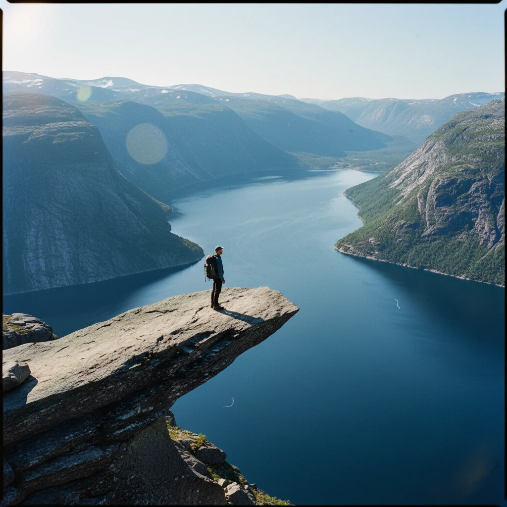 Trolltunga Felsvorsprung mit Blick über den See