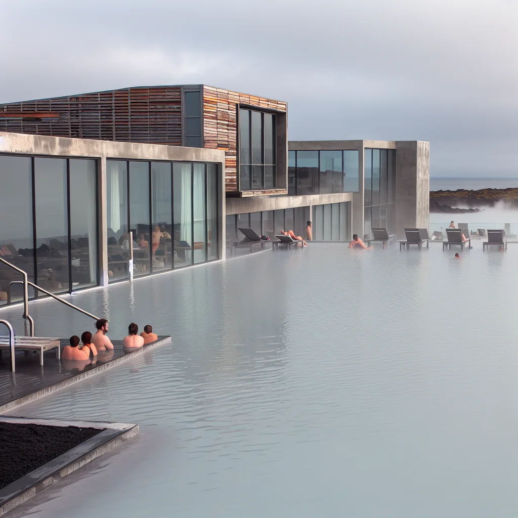 Das Infinity-Becken der Sky Lagoon in Reykjavík mit Blick auf den Atlantik