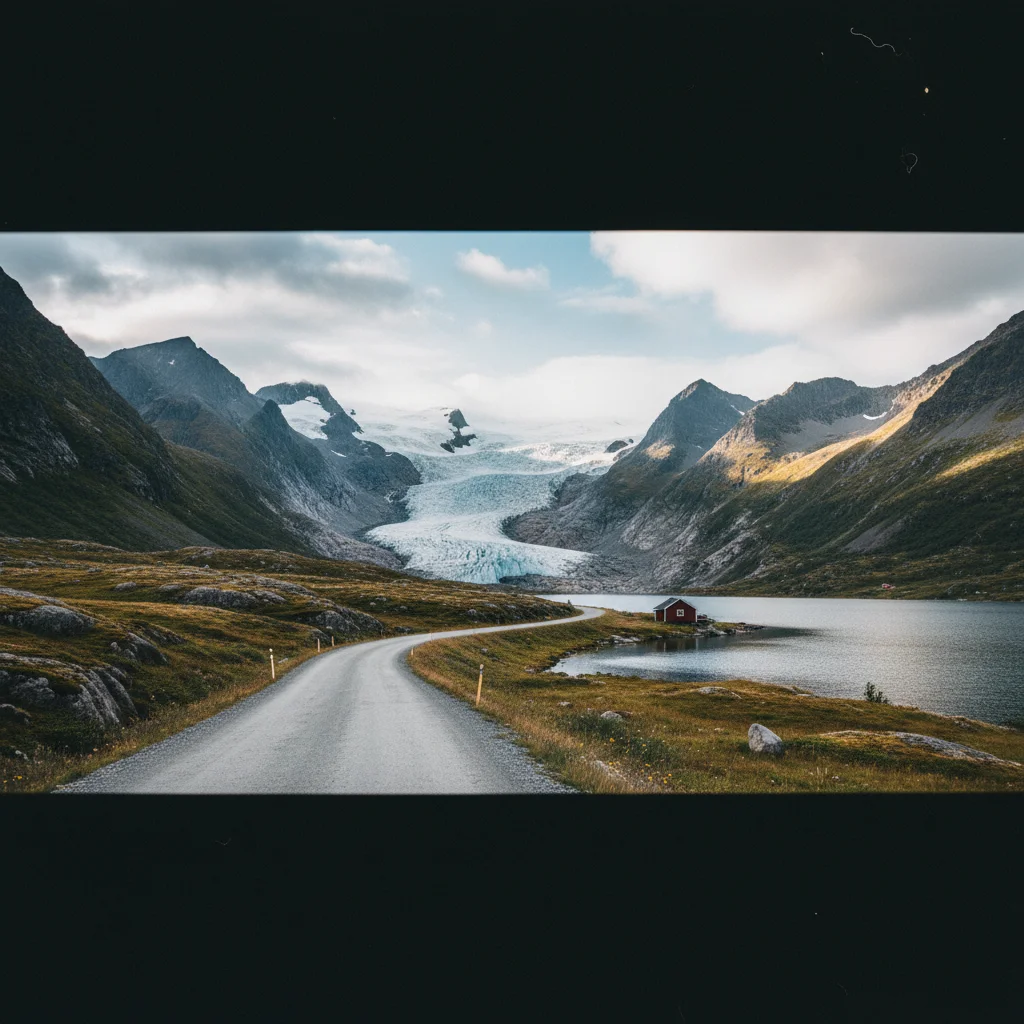 Der Svartisen Gletscher an der Helgelandsküste mit blauem Eis