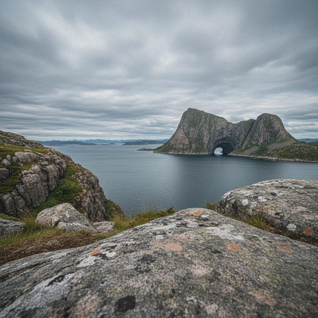 Torghatten Berg mit dem markanten Felsloch auf der Insel Torget