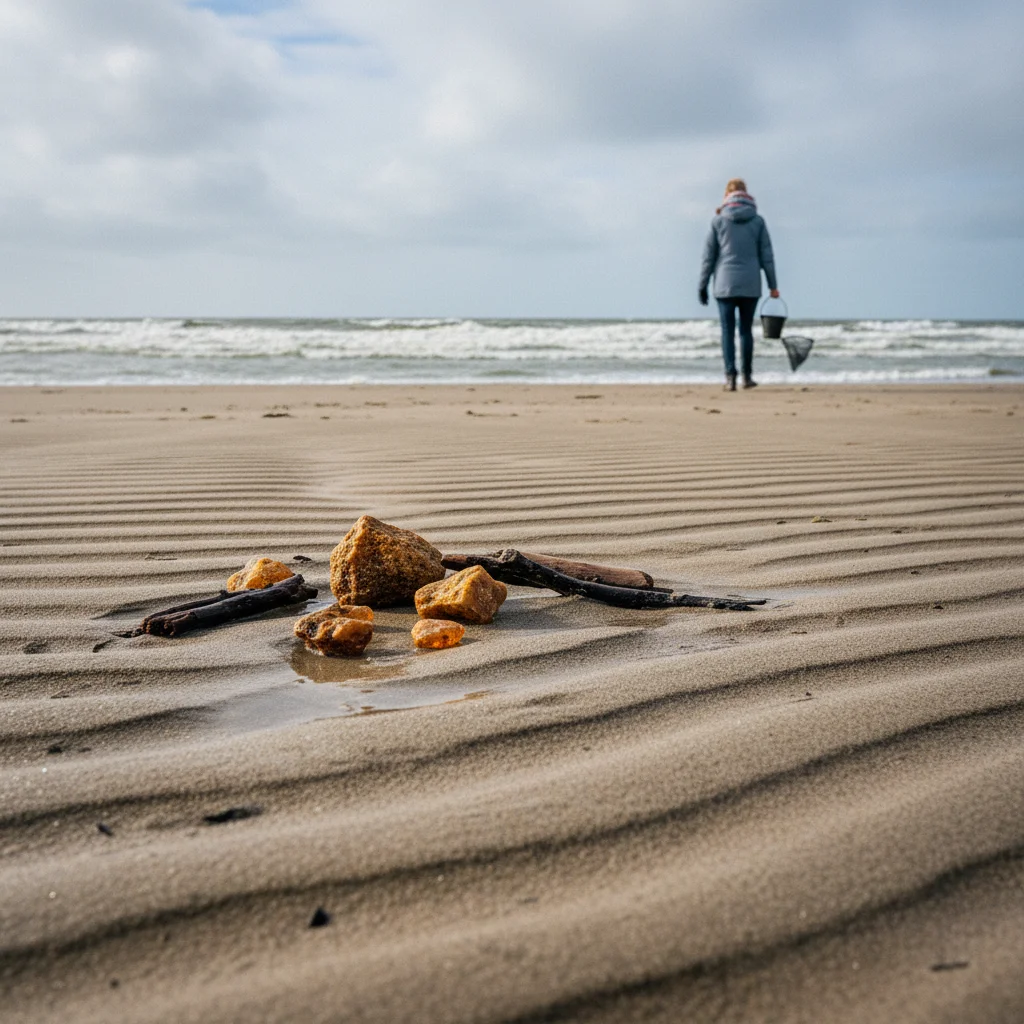 Bernstein am Nordseestrand von Dänemark