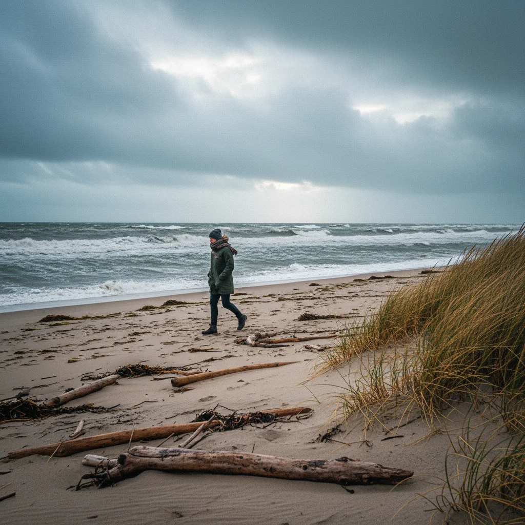 Stürmischer Herbsttag am dänischen Nordseestrand
