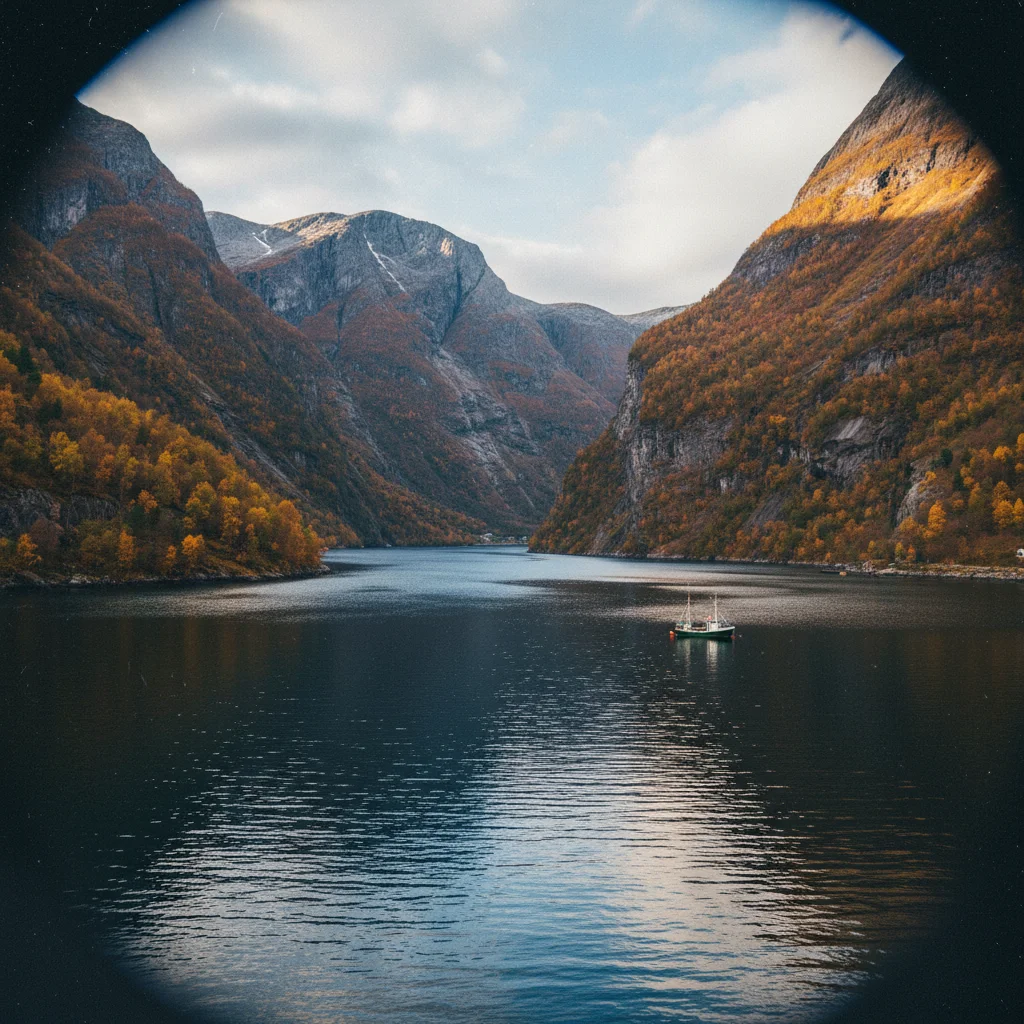 Norwegischer Fjord im herbstlichen Licht