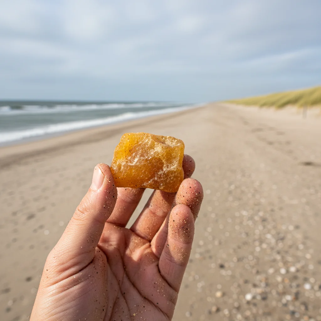 Bernstein am dänischen Nordseestrand gefunden