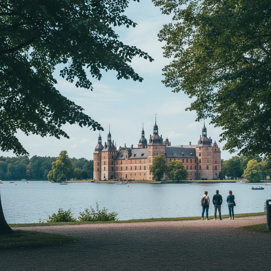 Blick über den Slotssø auf Schloss Frederiksborg