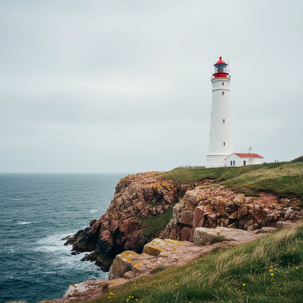 Der historische Leuchtturm von Hirtshals auf der Klippe