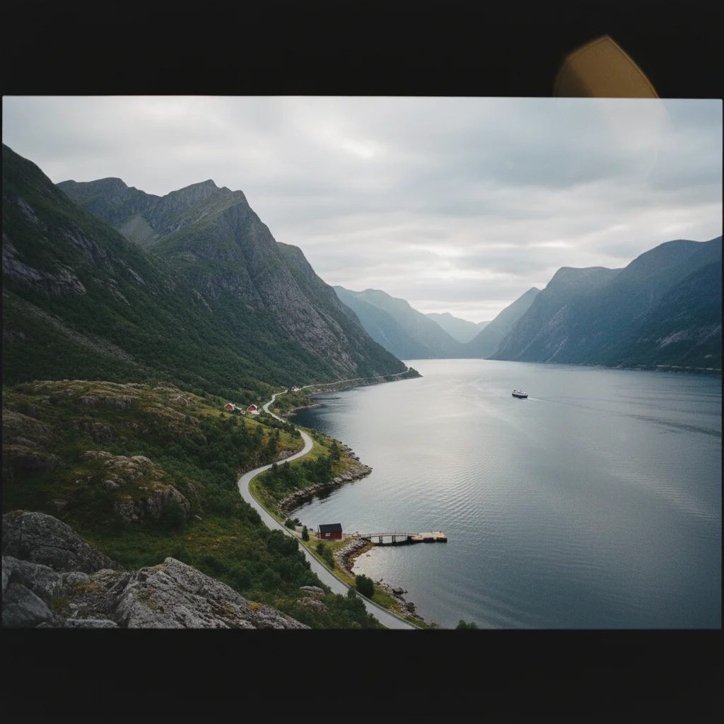 Panoramablick über den Hjørundfjord mit steilen Bergen