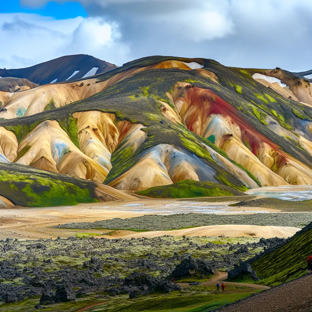 Bunte Rhyolithberge in Landmannalaugar, Islands Hochland