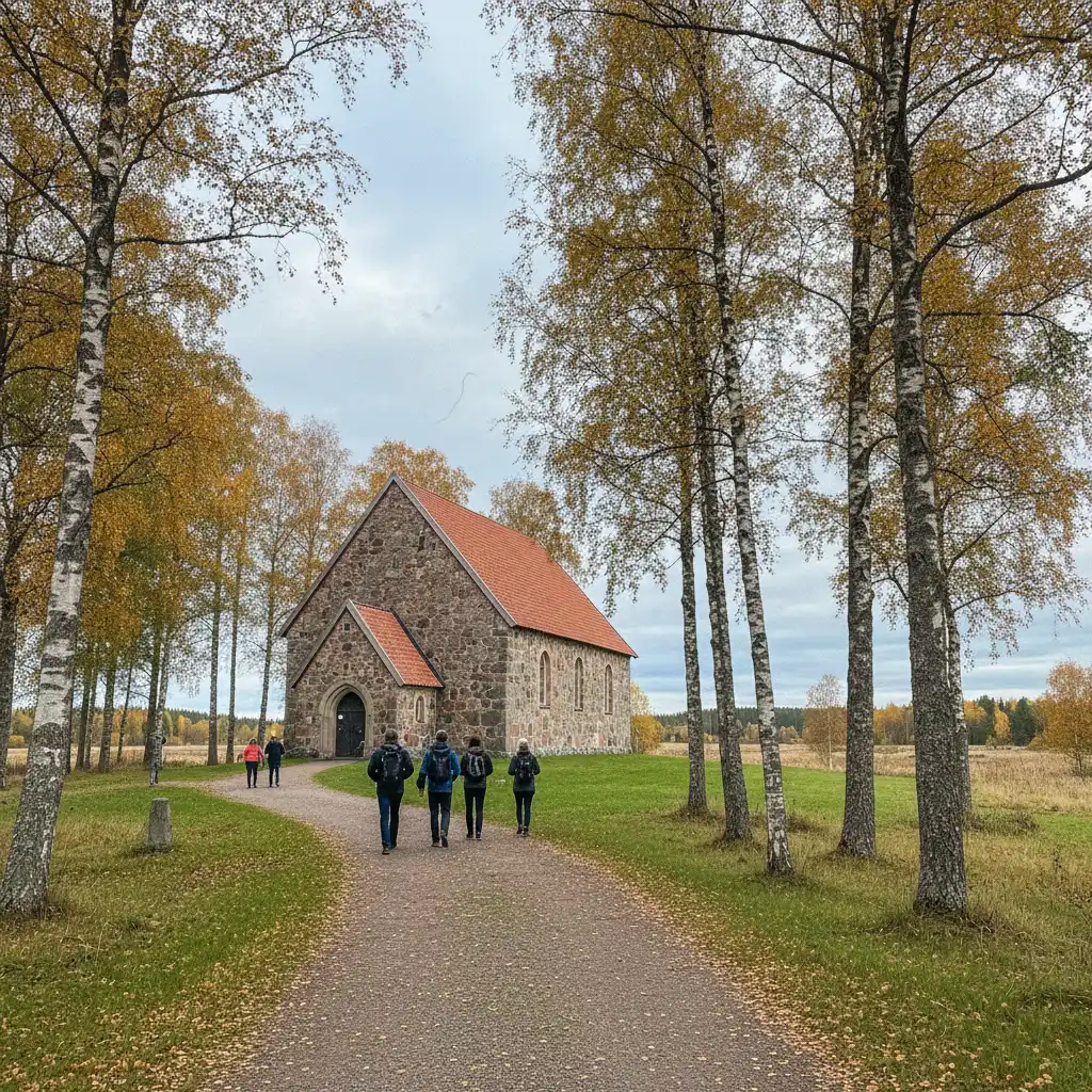 Historische finnische Holzkirche als Hochzeitslocation