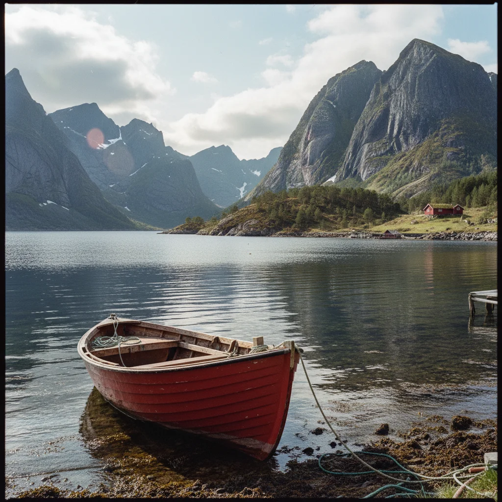 Hochzeitspaar am norwegischen Fjord mit Bergkulisse