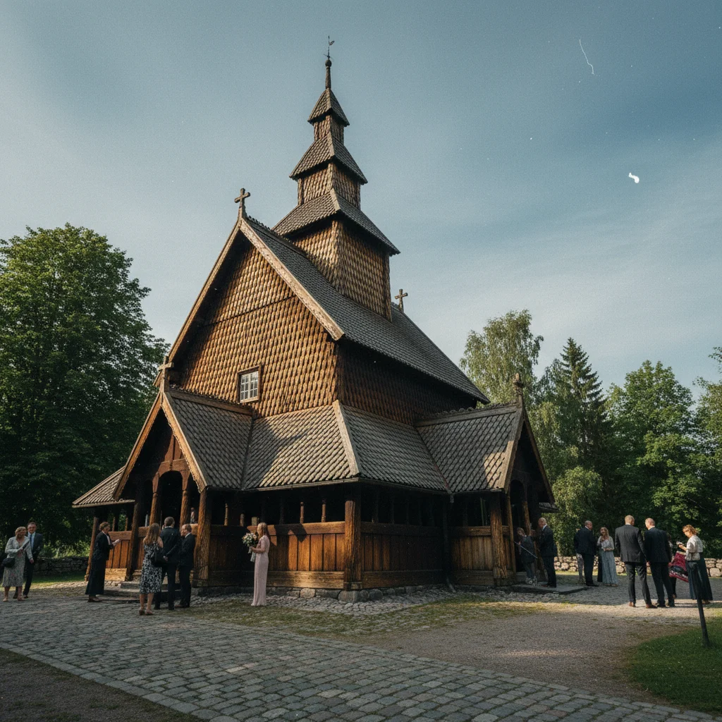 Historische Stabkirche in Norwegen als Hochzeitslocation