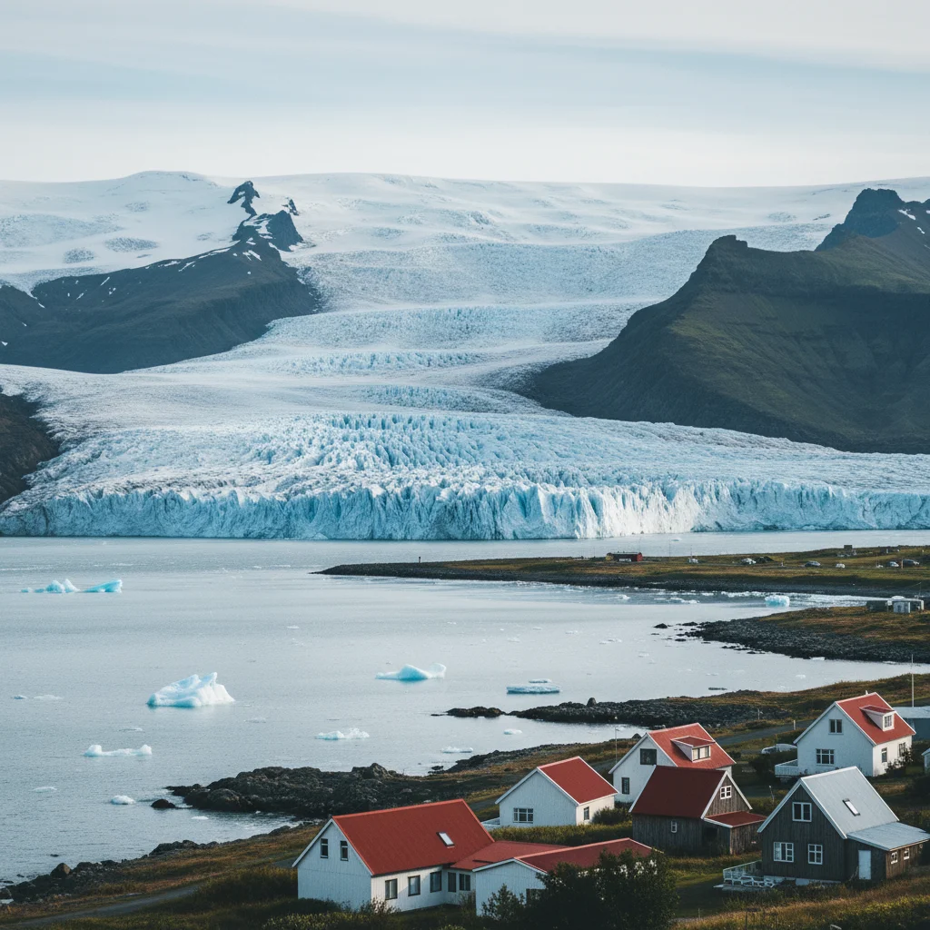 Blick auf eine Gletscherzunge des Vatnajökull von Höfn aus