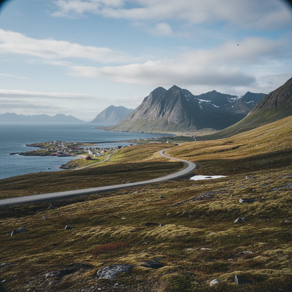 Arktische Tundralandschaft bei Honningsvåg in der Finnmark