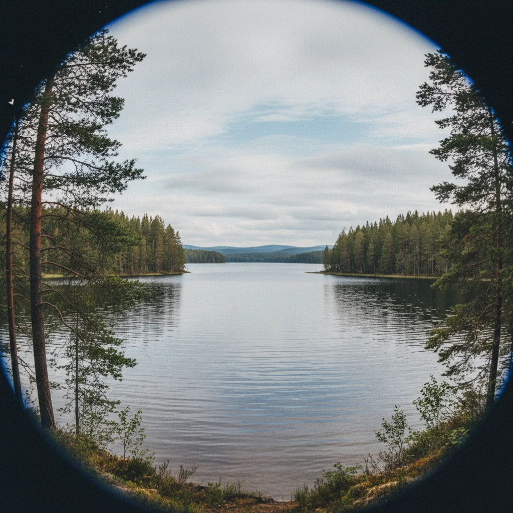 Kristallklarer See im Hossa Nationalpark mit Sandgrund und Kiefernwald