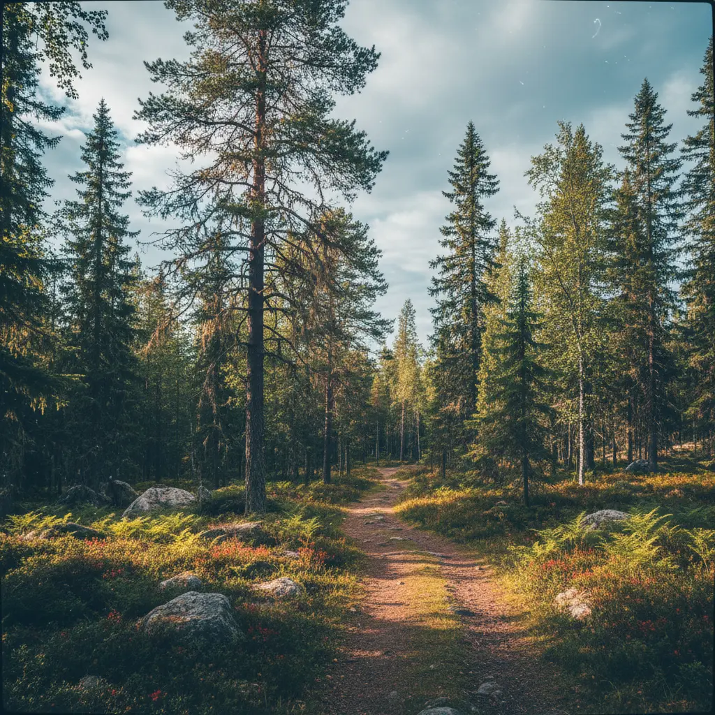 Kiefernwald mit Flechtengrund im Hossa Nationalpark
