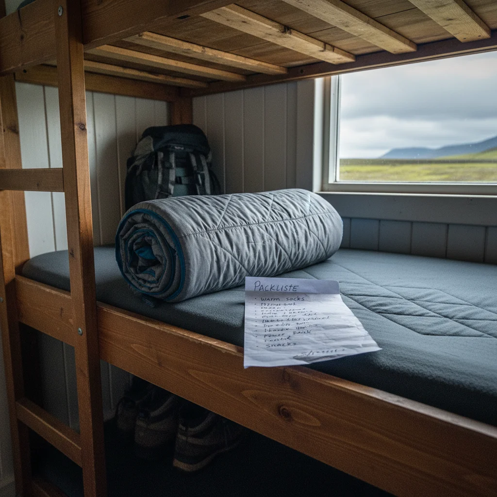 Reiseschlafsack und Packliste für Hostel-Übernachtungen auf Island