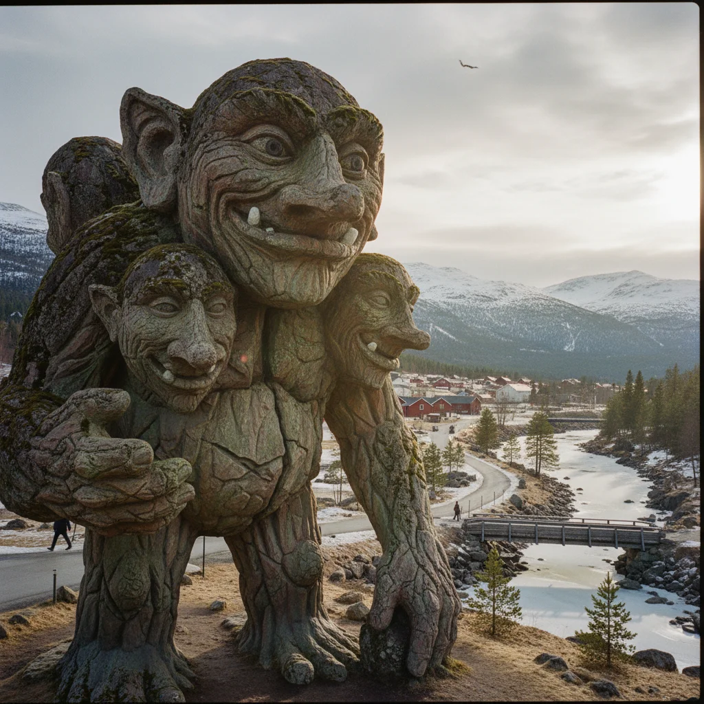 Der riesige Troll am Eingang des Hunderfossen Familienparks