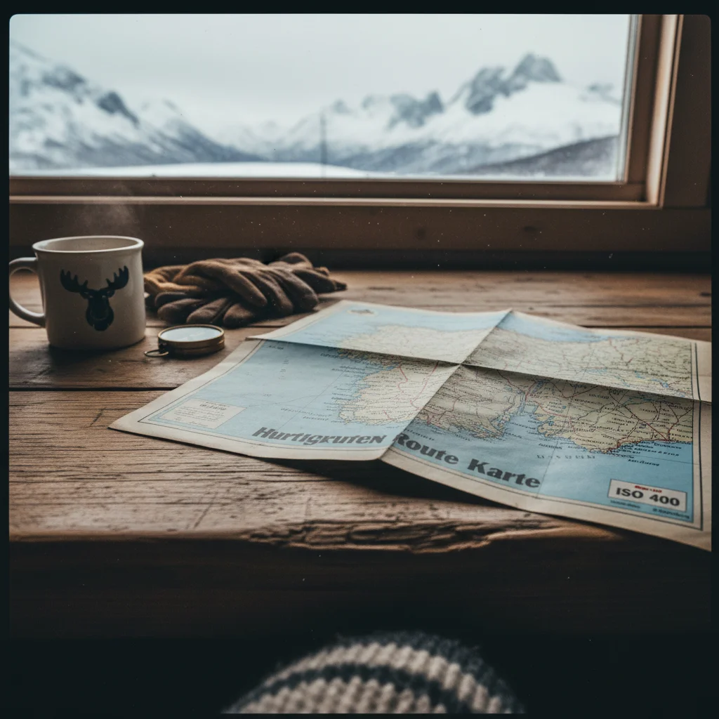 Übersichtskarte der Hurtigruten-Route von Bergen bis Kirkenes