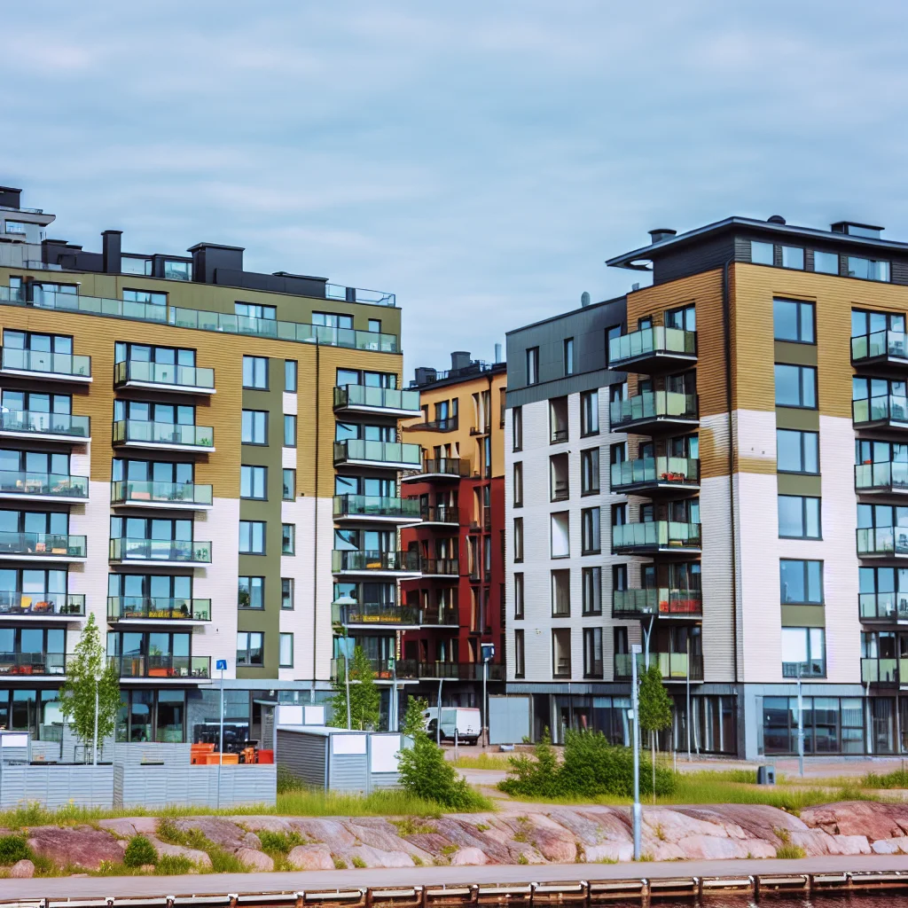 Modernes Neubaugebiet in Tampere mit zeitgenössischer Architektur
