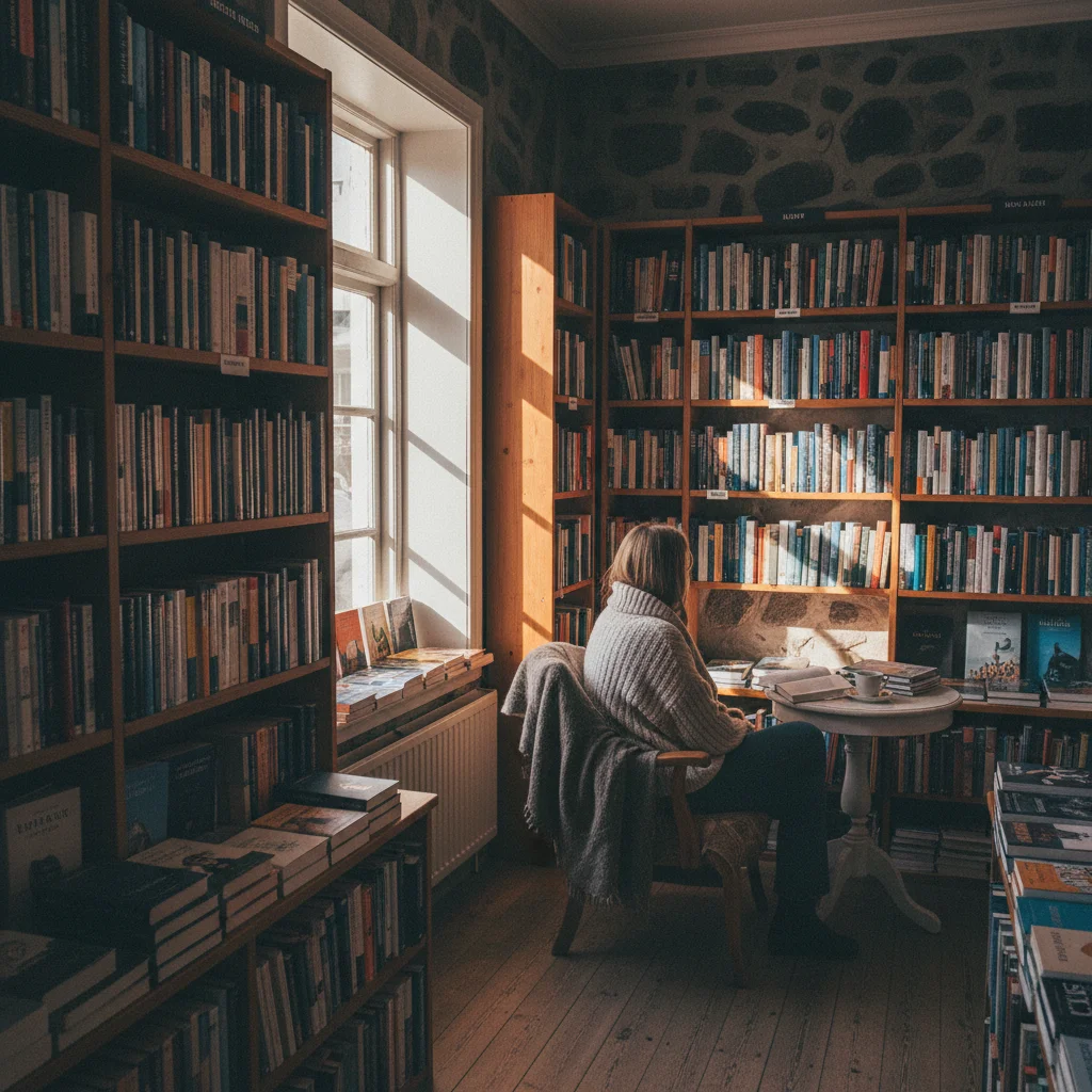 Gemütliche Buchhandlung in Reykjavík mit isländischer Literatur