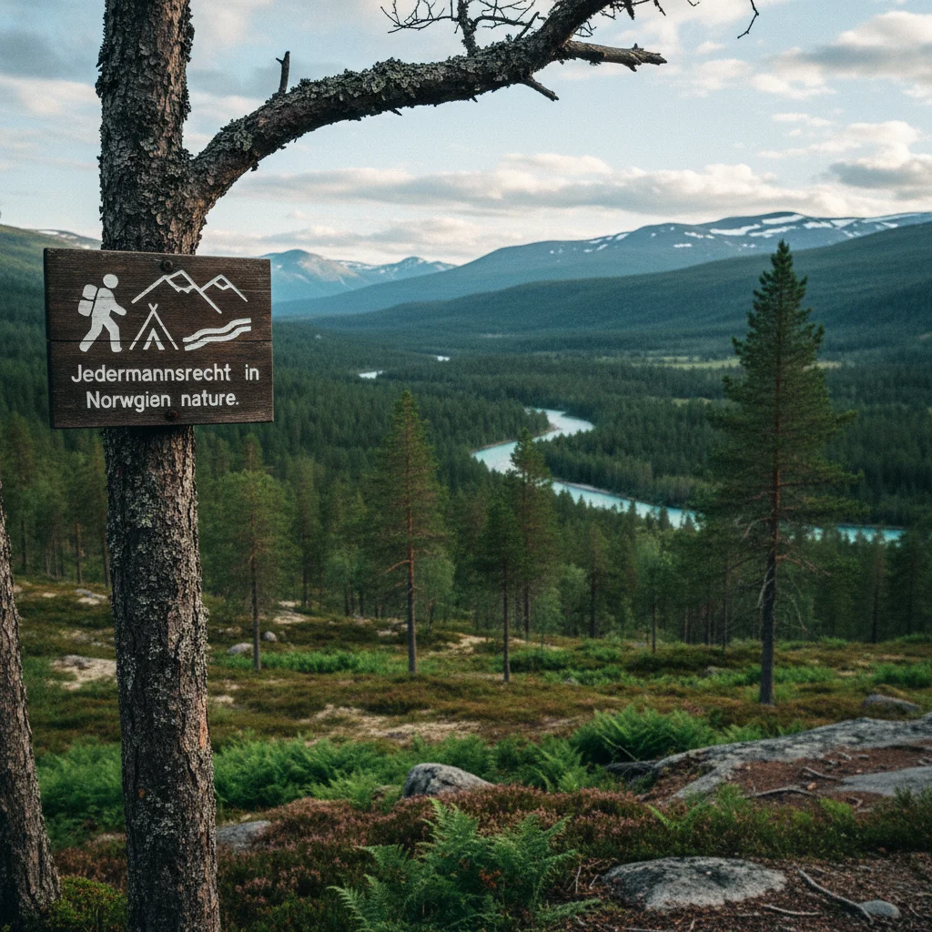 Hinweisschild zum Jedermannsrecht in der norwegischen Natur