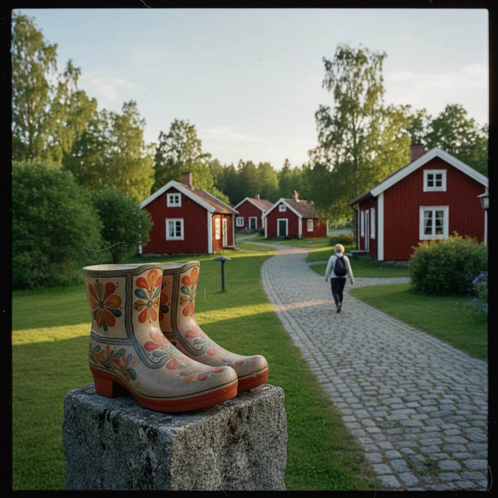 Boot auf einem Fjord in der Mitternachtssonne an Jonsok