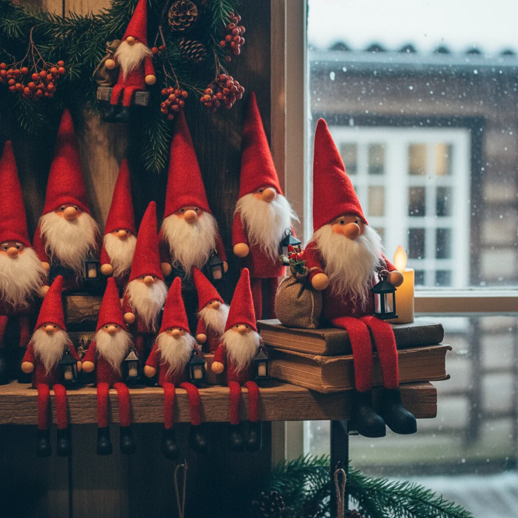 Dänische Nisser-Figuren als Weihnachtsdekoration