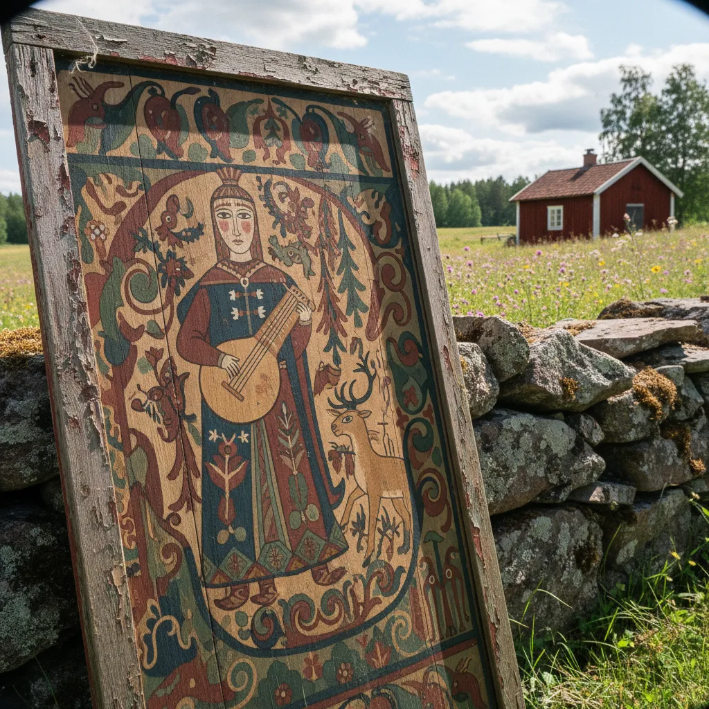 Illustration einer Szene aus dem Kalevala mit mythischen Figuren