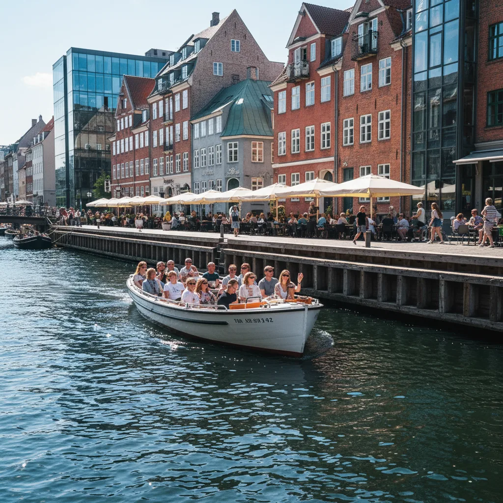 Kanalboot auf einer Rundfahrt durch Kopenhagens Hafen