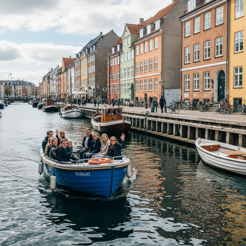 GoBoat Elektroboot mit Passagieren auf dem Kopenhagener Kanal