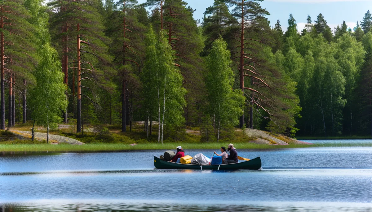 Kanutour auf einem See in Småland