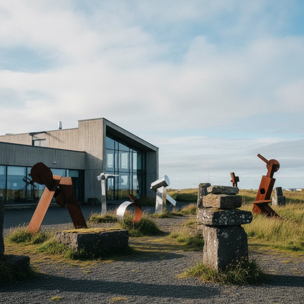 Das Duus-Kulturhaus in Keflavík mit modernen Kunstinstallationen