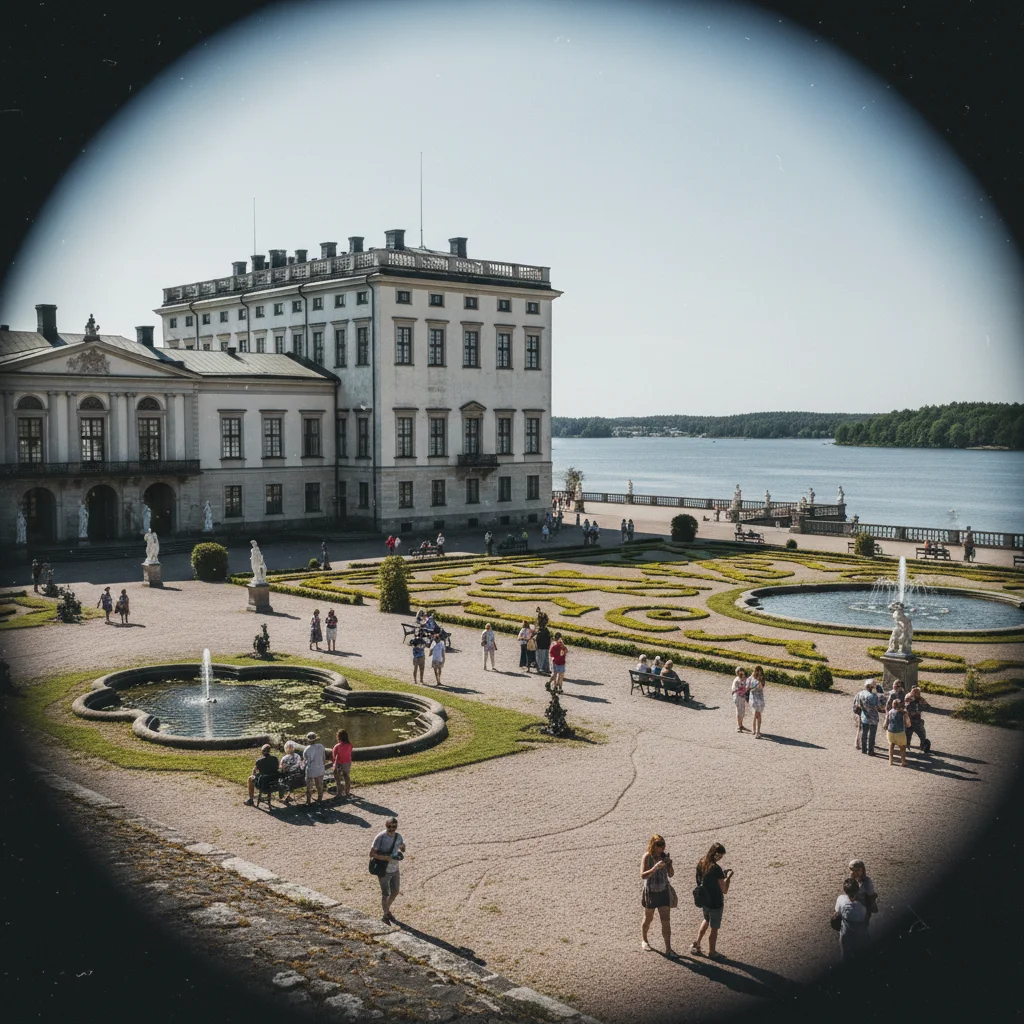 Schloss Drottningholm am Mälarsee mit Barockgarten und Wasserfront