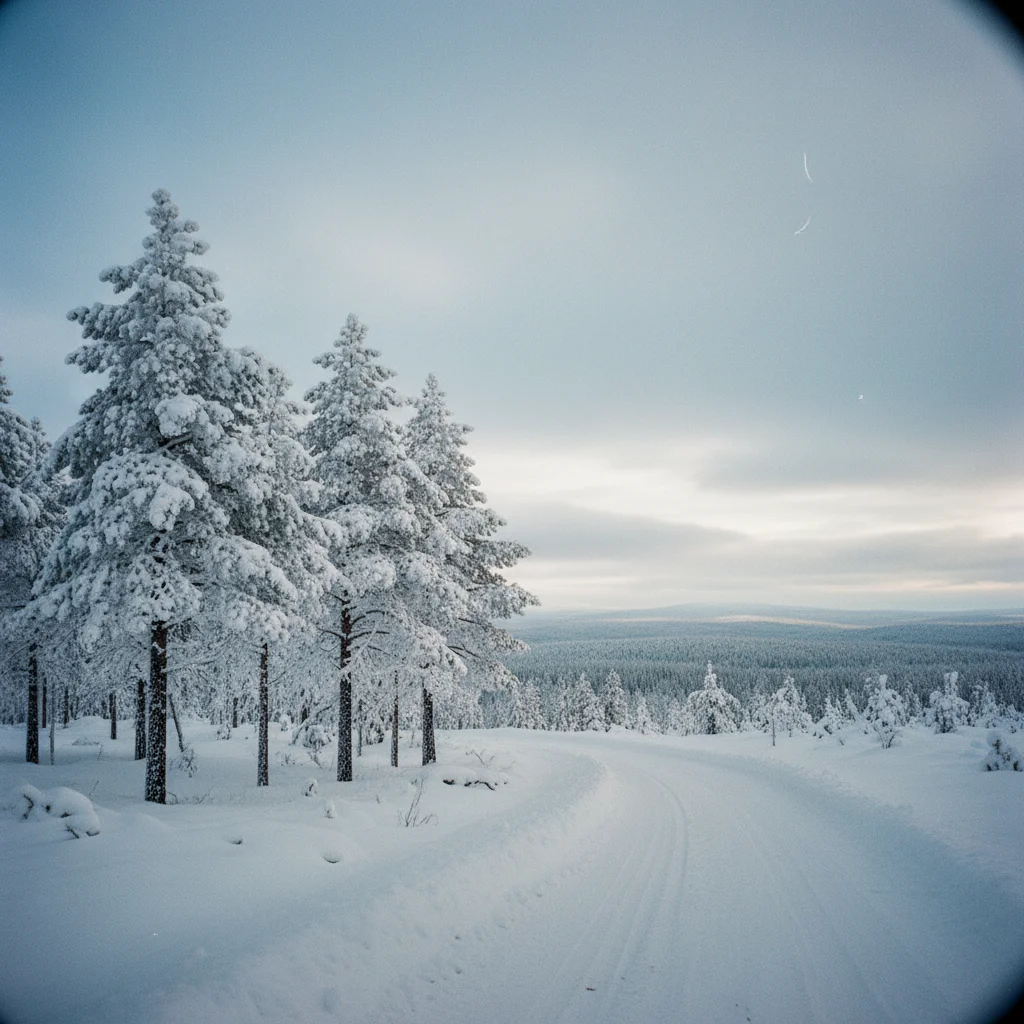 Verschneiter Koli Nationalpark im Winter mit Blick über den zugefrorenen Pielinen