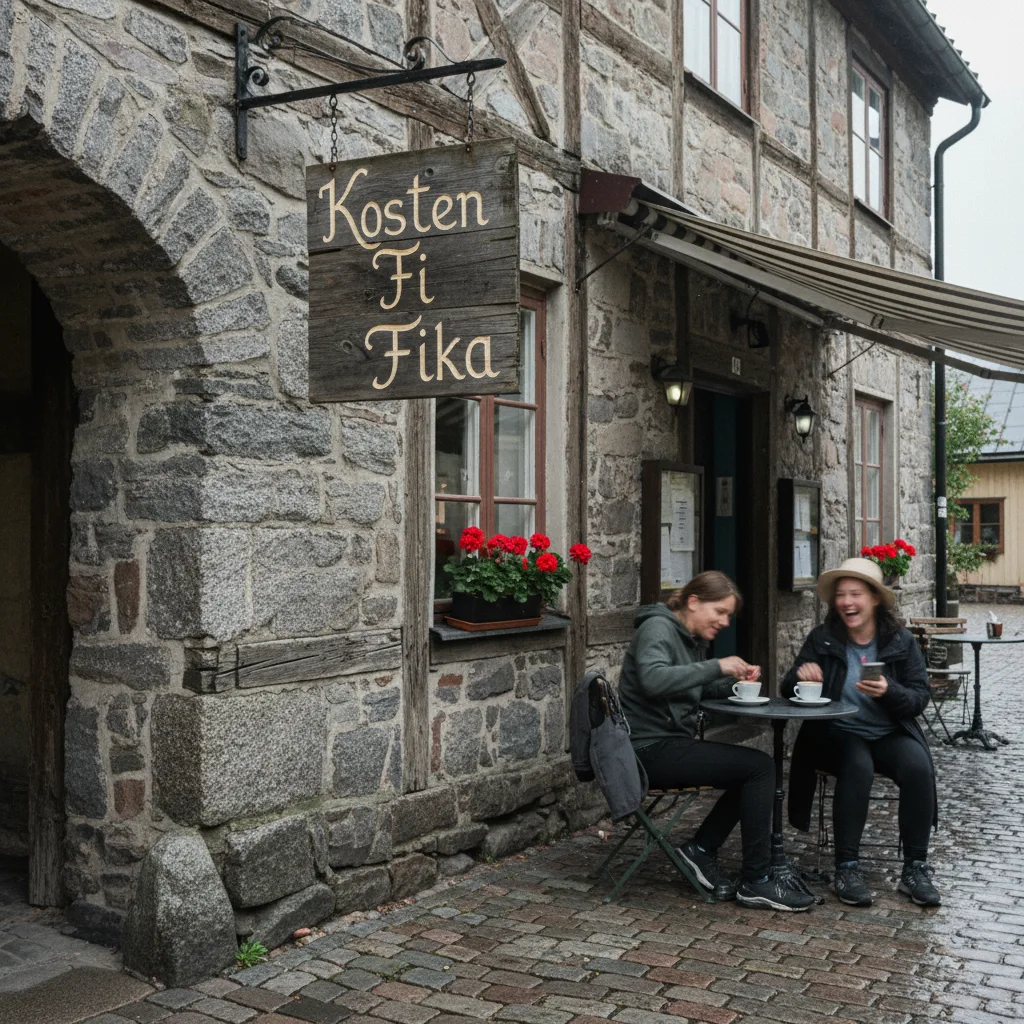 Finnisches Café mit Kaffee und Gebäck