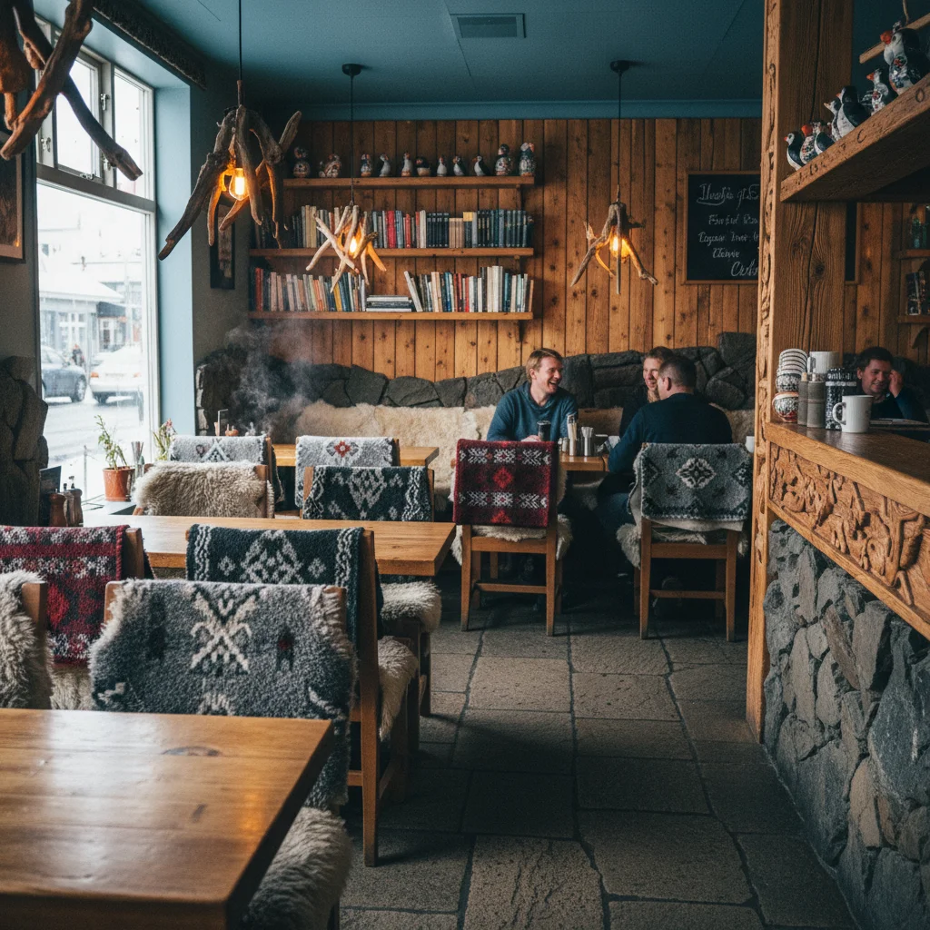 Restaurant in Reykjavík mit typisch isländischem Interieur