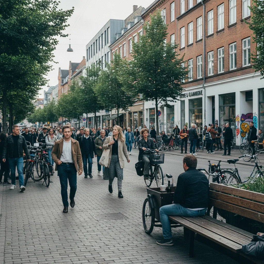 Buntes Treiben im Stadtviertel Nørrebro in Kopenhagen