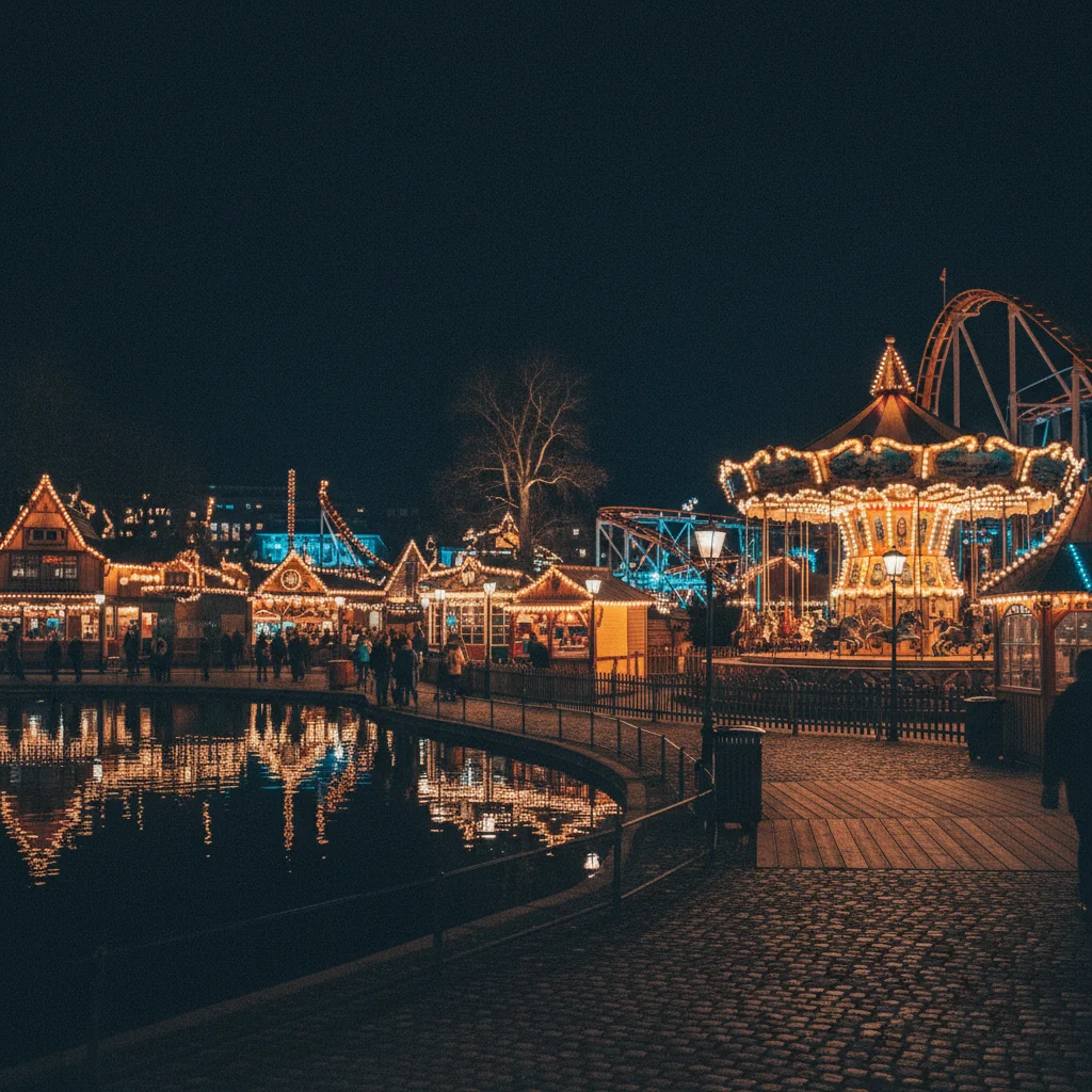 Der Tivoli-Vergnügungspark in Kopenhagen bei Nacht
