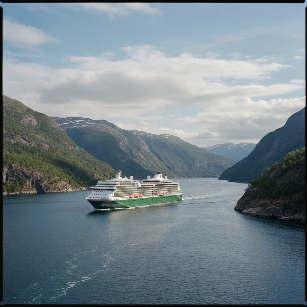 Havila Kystruten Schiff fährt an der norwegischen Küste entlang