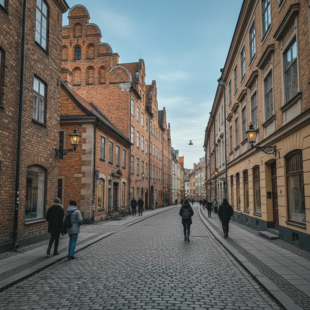 Renaissance-Straßenraster in Kristianstads Innenstadt mit historischen Gebäuden