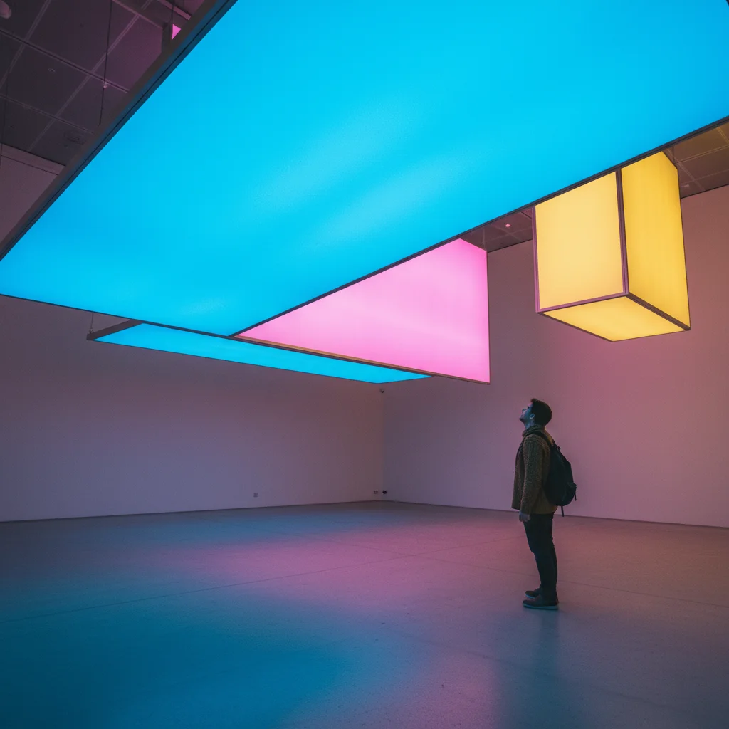 Rauminstallation mit Licht und Farbe in einem modernen Museum