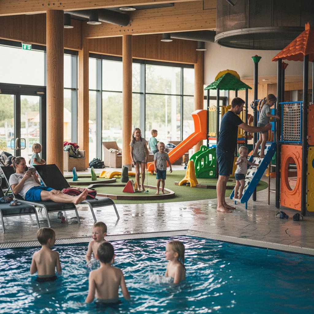 Kinder und Familien bei verschiedenen Indoor-Aktivitäten im Lalandia Resort