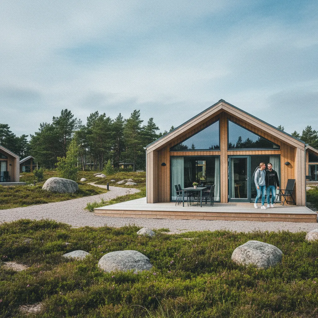 Modernes Ferienhaus auf dem Lalandia Gelände mit Holzterrasse