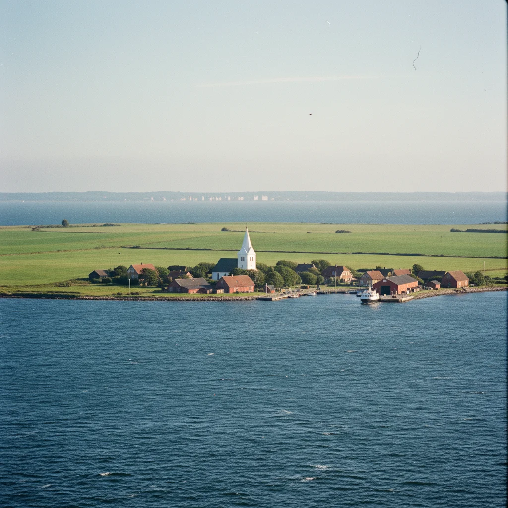 Die Insel Ven im Öresund mit Klippen, grünen Feldern und blauem Meer