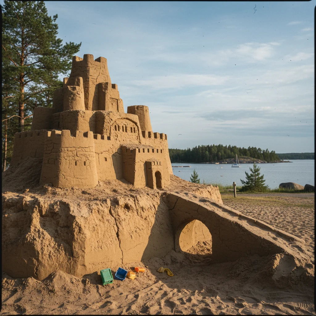 Riesige Sandburg-Skulptur in Lappeenranta