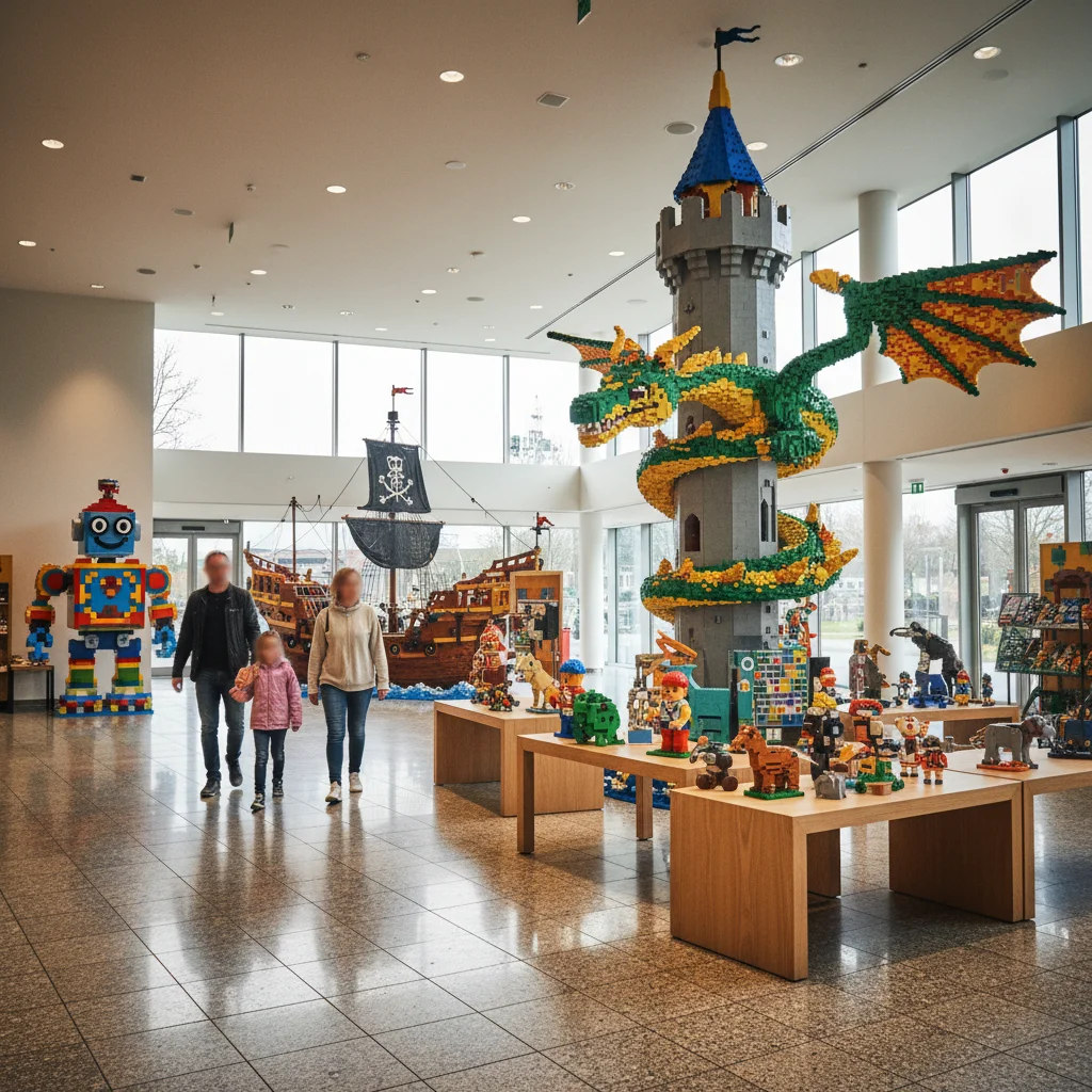 Lobby des Legoland Hotels mit Lego-Skulpturen