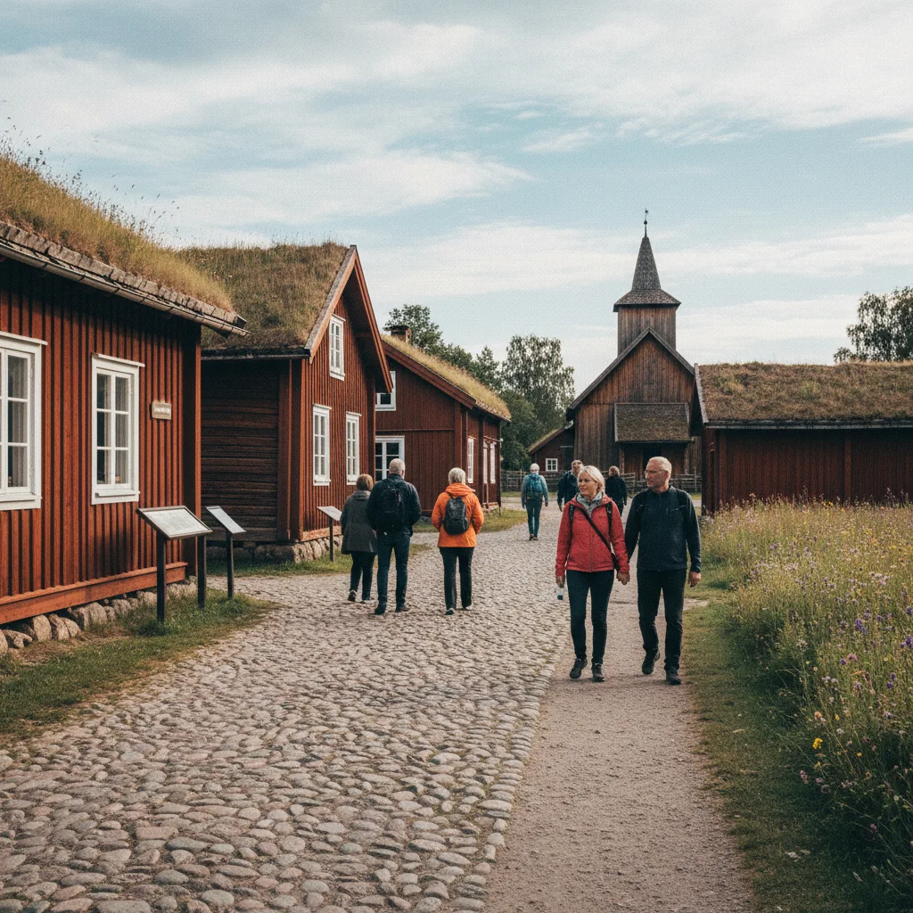 Leksands Hembygdsgård: Freilichtmuseum mit historischen Dalarna-Gebäuden