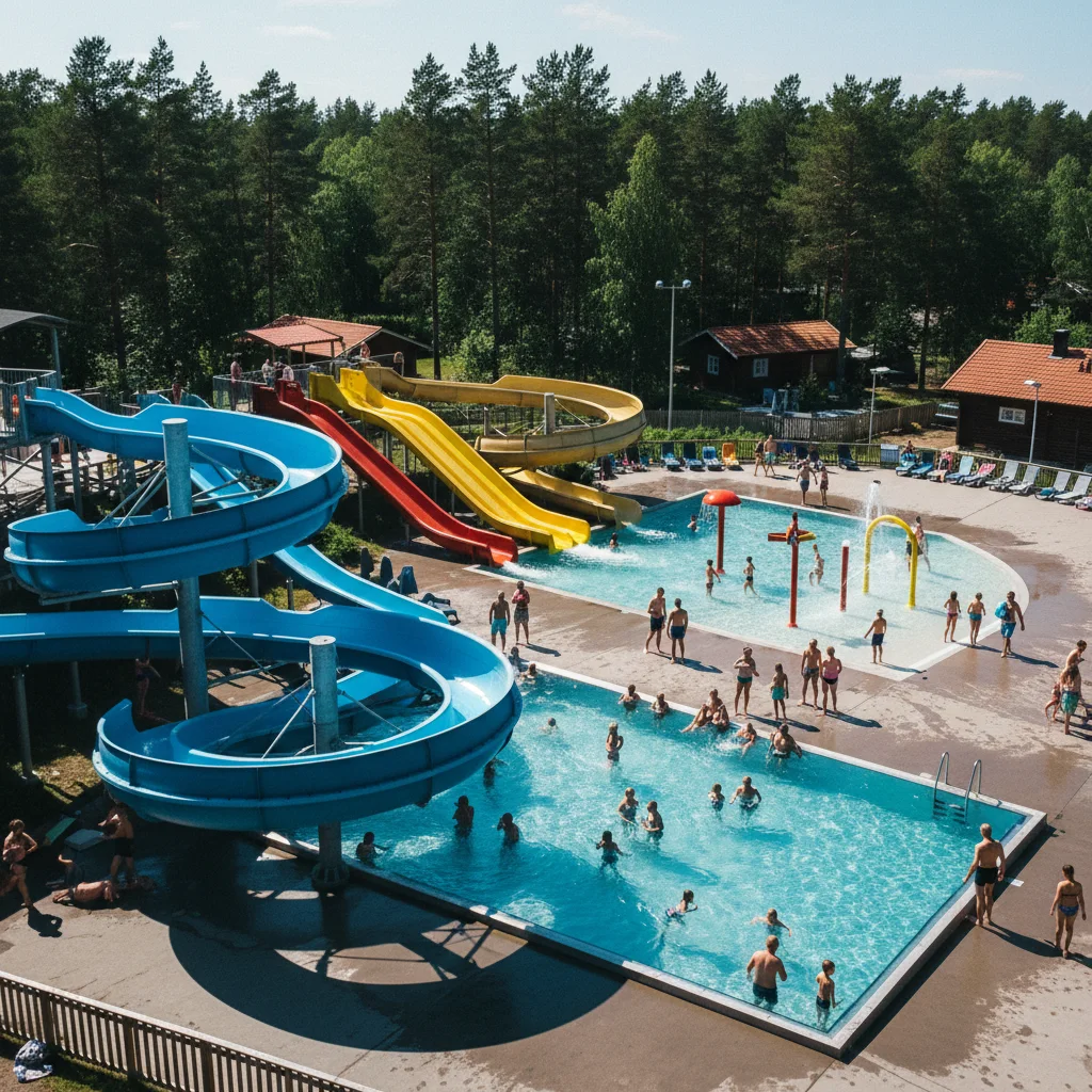 Leksands Sommarland Wasserpark mit Rutschen und Badelandschaft