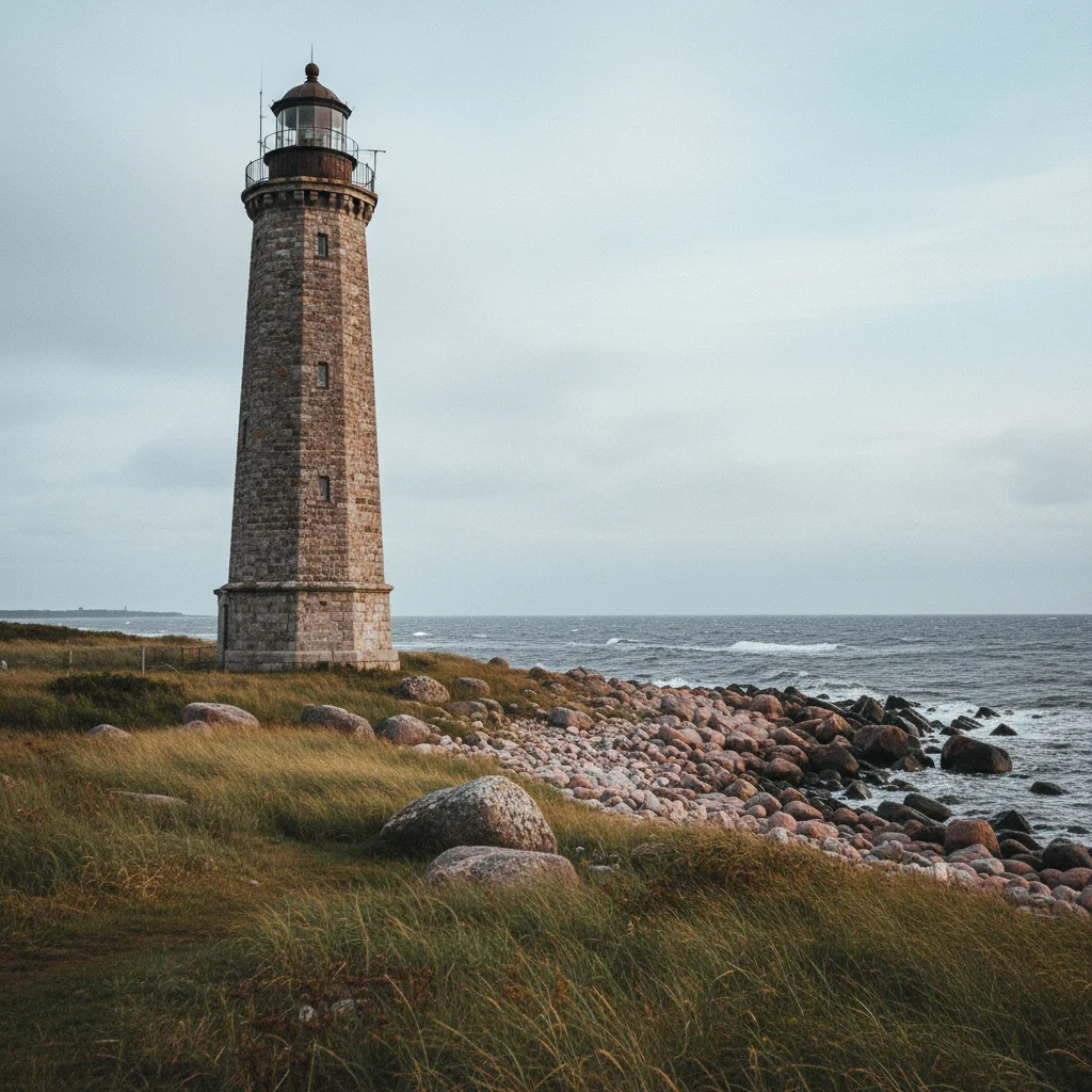 Massiver steinerner Leuchtturm auf der estnischen Insel Hiiumaa