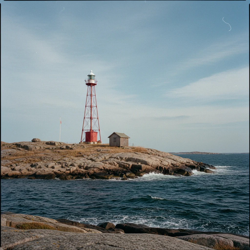 Leuchtturm Pater Noster auf der Felseninsel Hamneskär bei Marstrand an der schwedischen Westküste